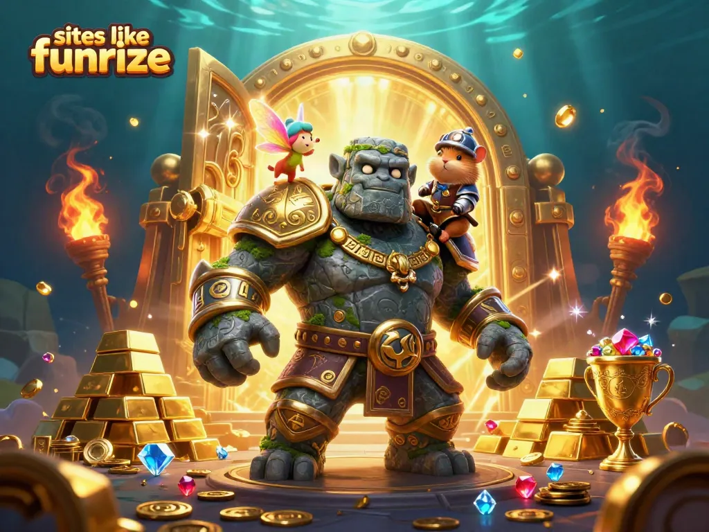 Engage in fun and exciting games at sites like Funrize with vibrant treasure scenes.