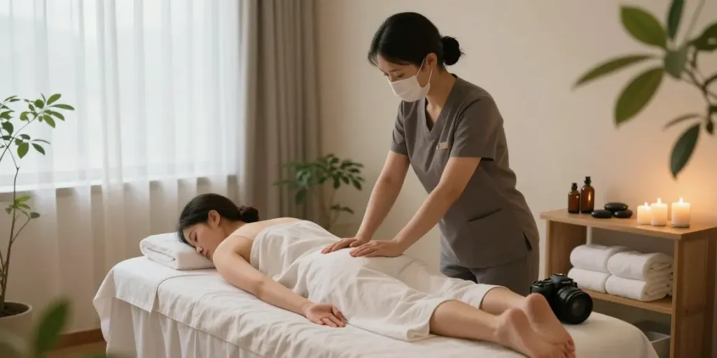 Experience a rejuvenating 양천구출장마사지 in a calming wellness room with serene ambiance and professional therapy.