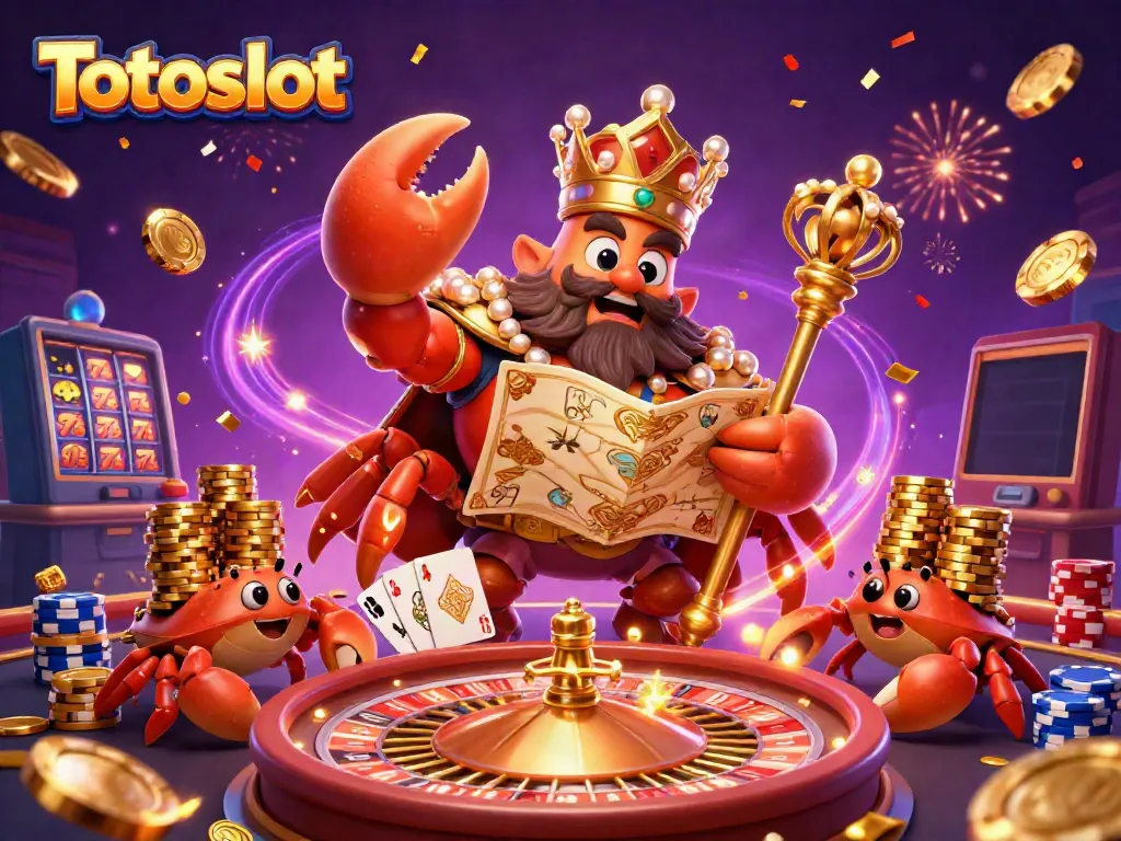 Gali kemenangan dengan Totoslot dalam ilustrasi kasino yang penuh warna dan detail yang memikat.