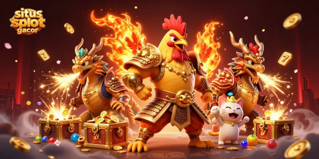 Play exciting games and enjoy situs slot gacor with warriors, dragons, and treasures in an action-packed scene.