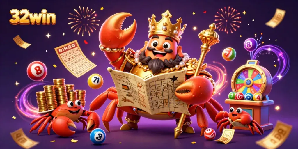 Experience the vibrant atmosphere of 32win's online gaming with our dynamic casino illustration.