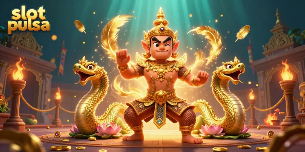 Engage with exhilarating slot pulsa action in an intricately designed casino scene featuring dynamic game elements.