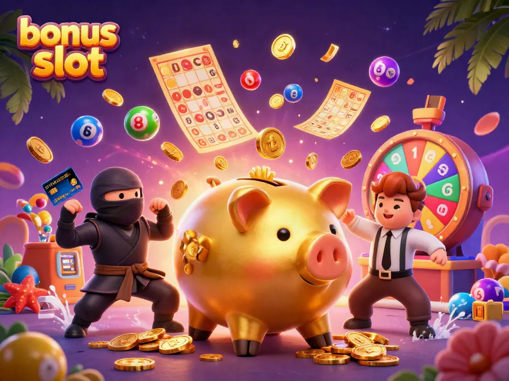 Experience the excitement of bonus slots featuring dynamic characters amidst colorful elements in a vibrant casino scene.