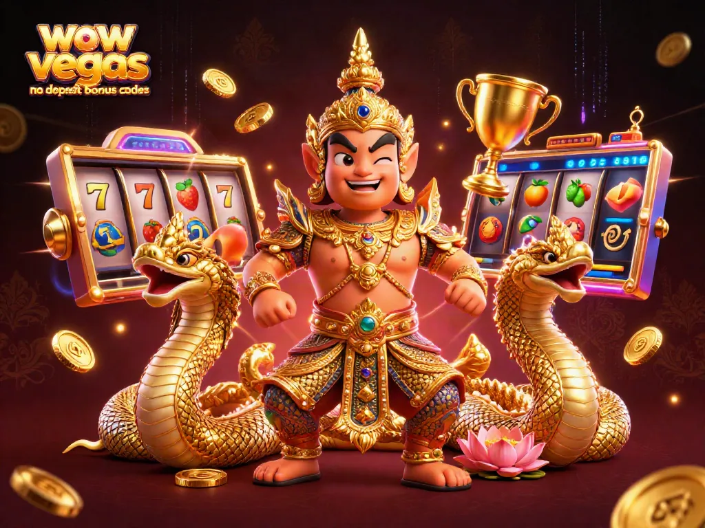 Spin and win with WOW Vegas no deposit bonus codes, featuring vibrant 3D characters and exciting casino elements.