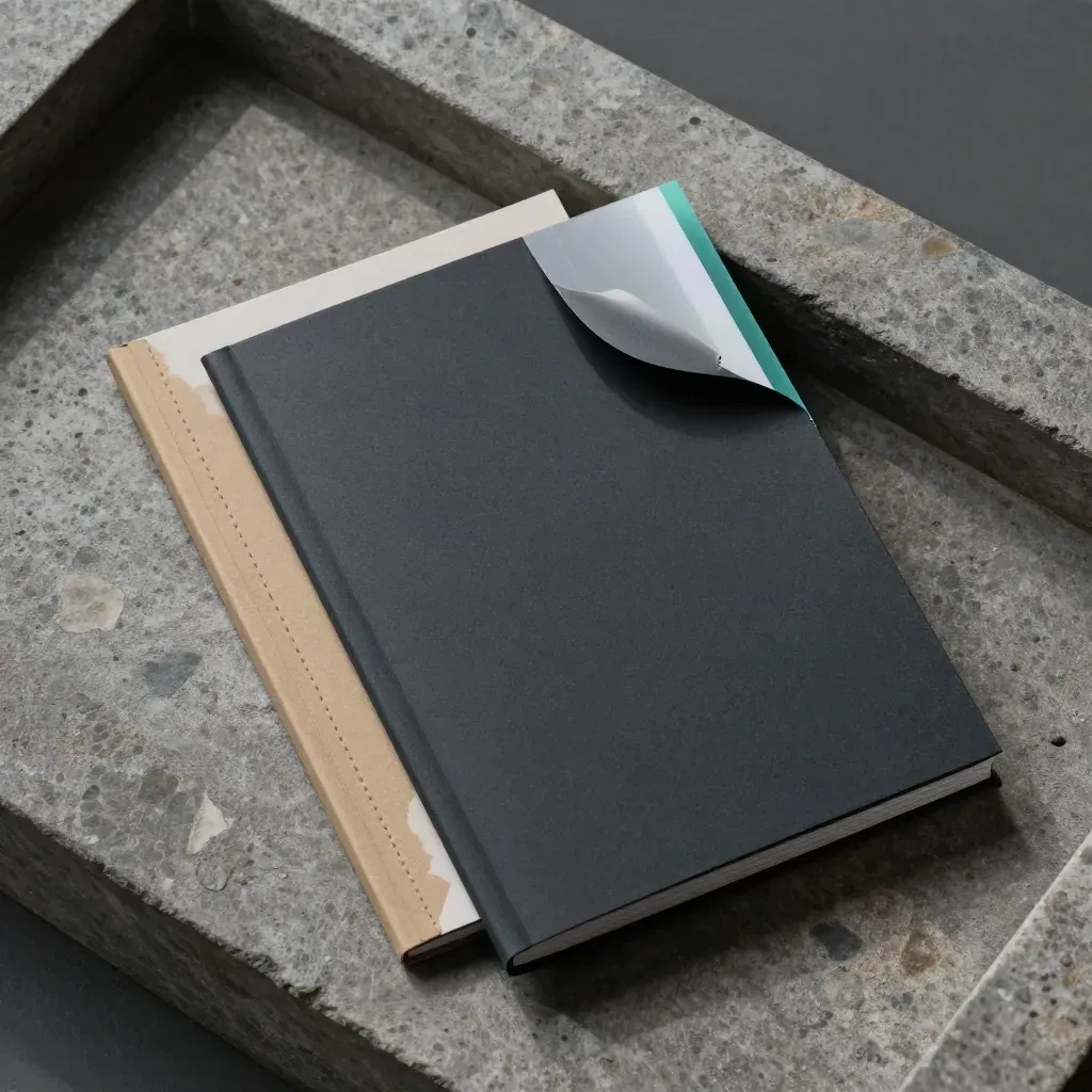 Overhead slate-toned private equity deck with memo and paper loop in a precise editorial flatlay.