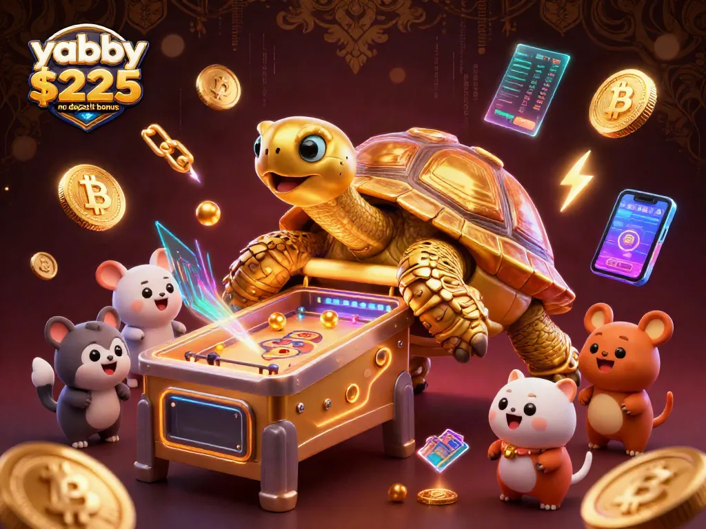 Spin on your luck with the yabby casino $225 no deposit bonus, featuring vibrant 3D characters and crypto elements.