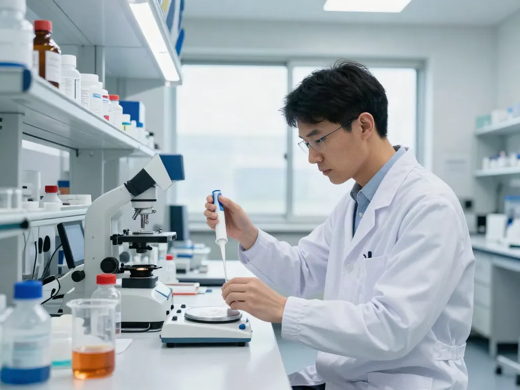 Ac peptides semaglutide being measured in a clean lab environment by a scientist.