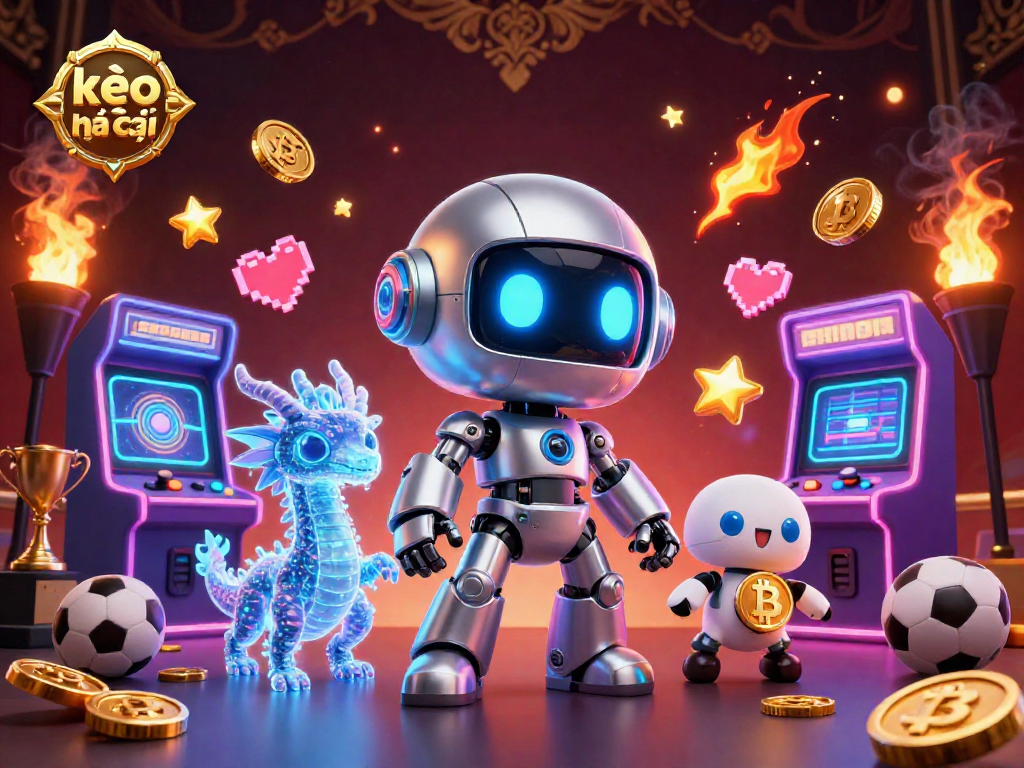 Engage in thrilling sports betting action with kèo nhà cái alongside futuristic characters and elements.