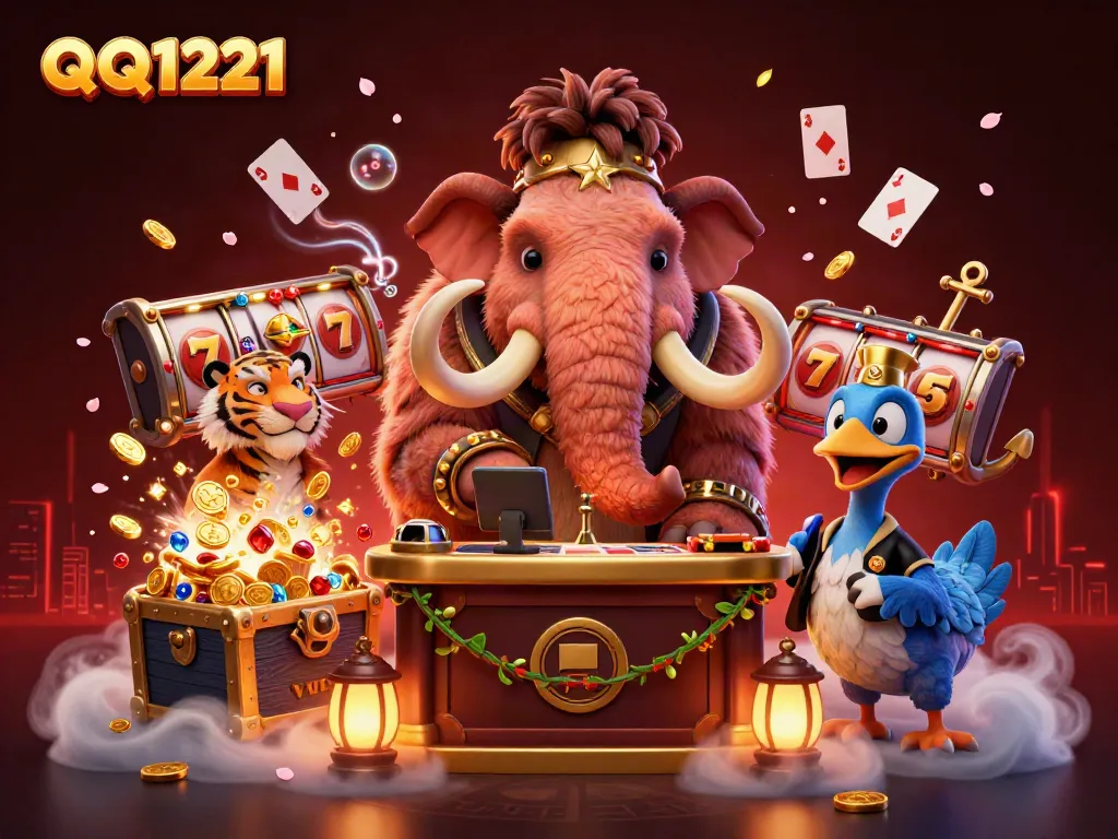 Join the excitement of QQ1221 with this vibrant 3D scene featuring unique casino characters.