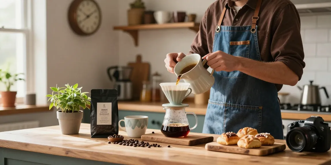 Experience the art of brewing with www.ebbfilter.com in a cozy kitchen scene featuring a coffee enthusiast.