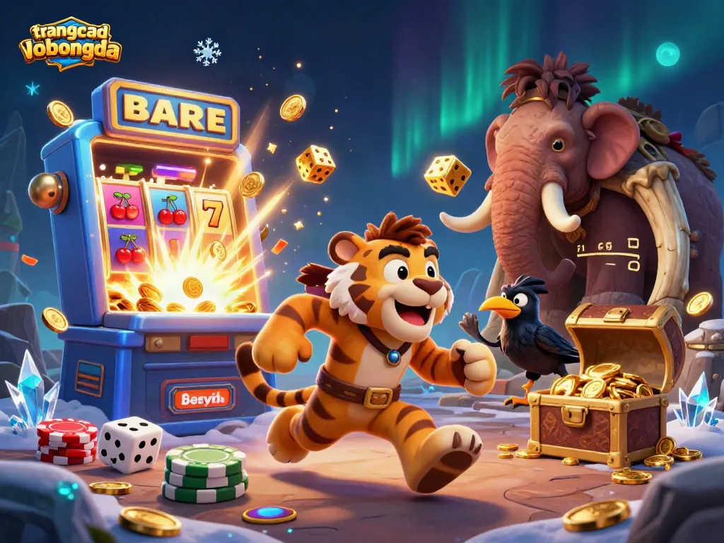 Bet on trangcadobongda with lively 3D caveman and tiger duo running a casino adventure.