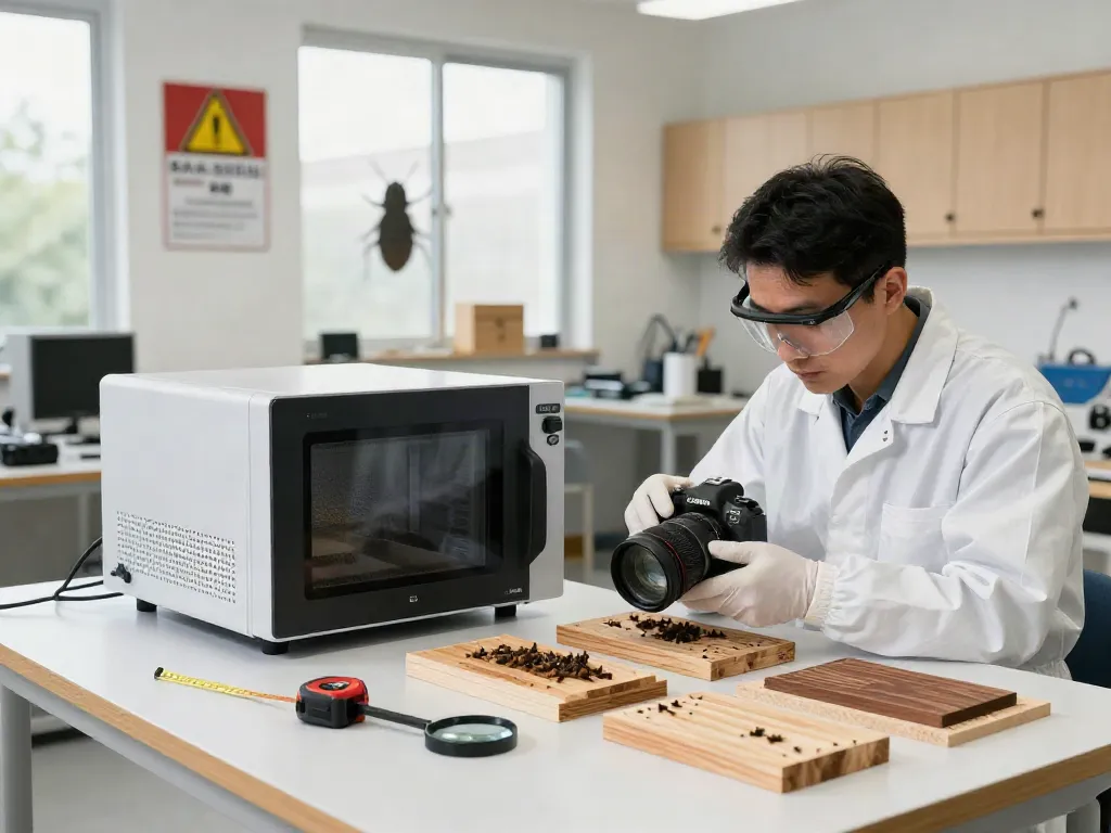 SHASHEL® operator demonstrates microwave pest control in an engaging workshop.
