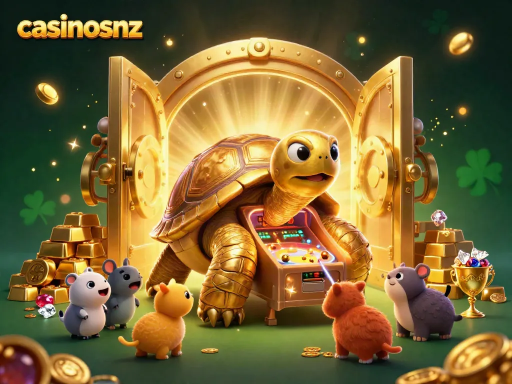 Experience the excitement of casinosnz with a vibrant 3D illustration of gambling fun.