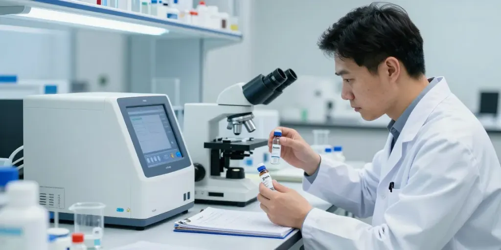 Selank for sale in a professional lab setting, highlighting purity and scientific research.