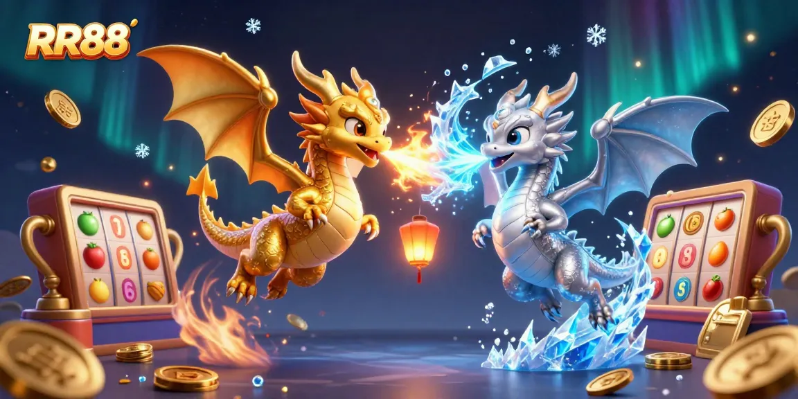 RR88 showcases exciting slot games with golden dragons and dynamic spinning reels.