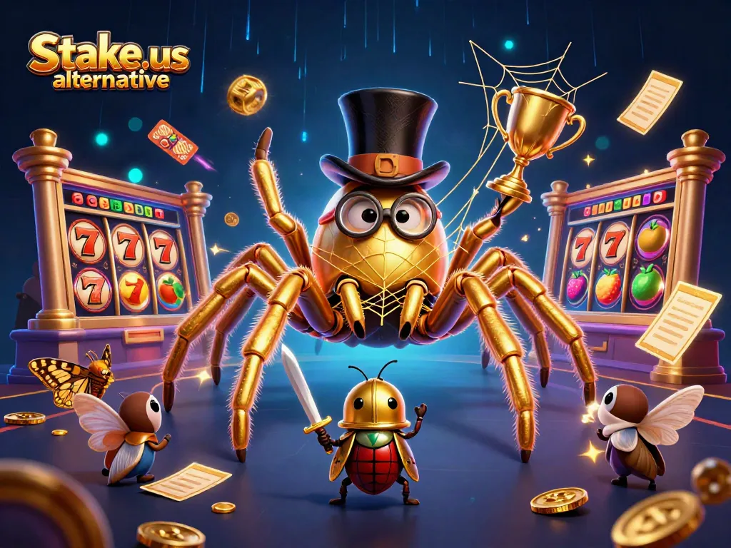 Engage with top stake.us alternatives through exciting slots and golden trophies in a vibrant casino scene.