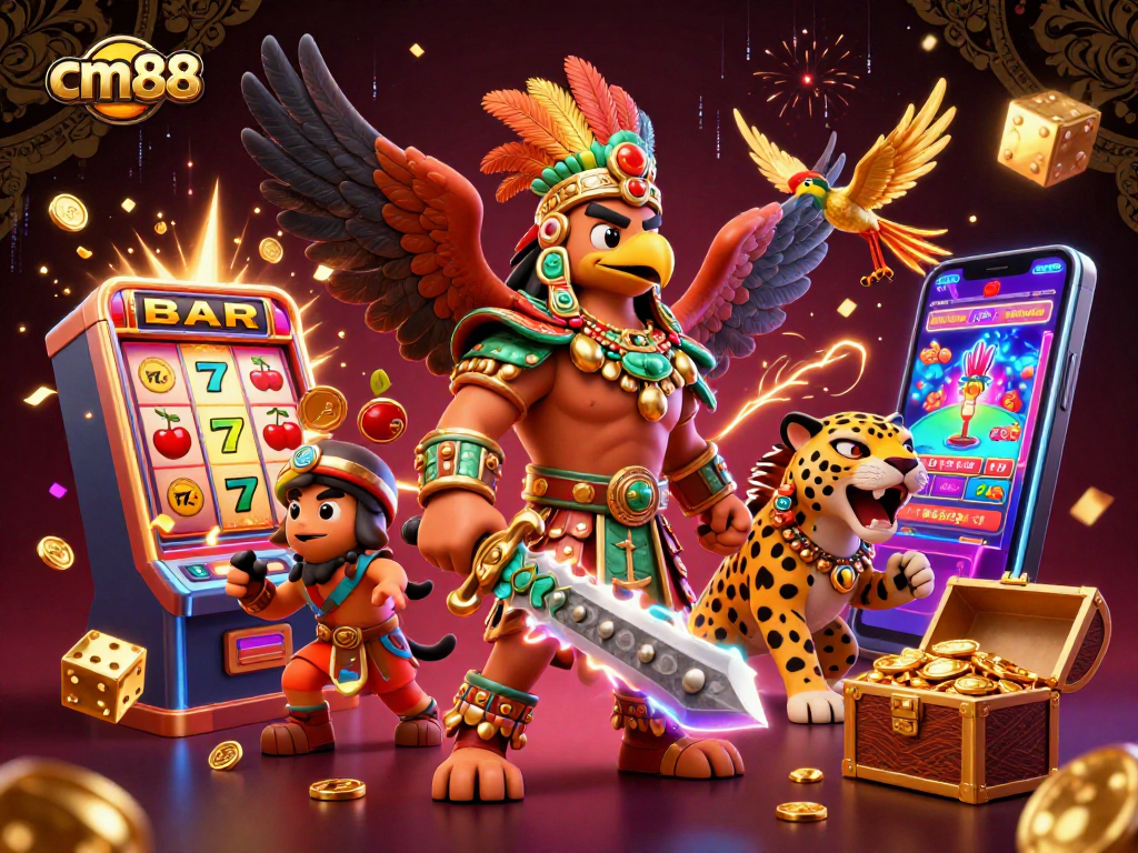 Experience the energetic cm88 online casino world featuring Aztec warriors and jackpot elements.