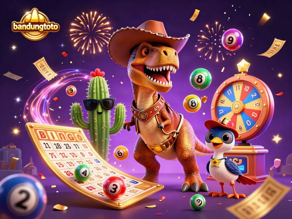 Experience the magic of bandungtoto as the cowboy dinosaur wins with colorful lottery balls and jackpot prizes!
